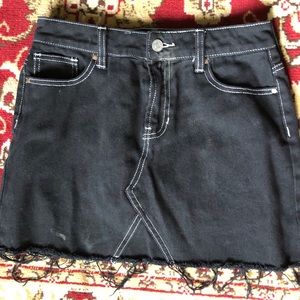 Black jean mini skirt